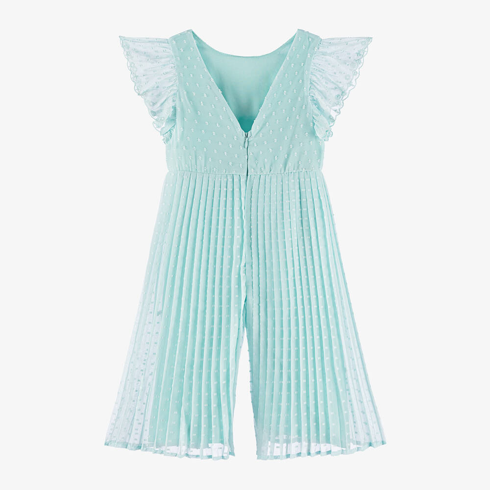 Mayoral-Girls Blue Chiffon Pleated Jumpsuit | Childrensalon Outlet