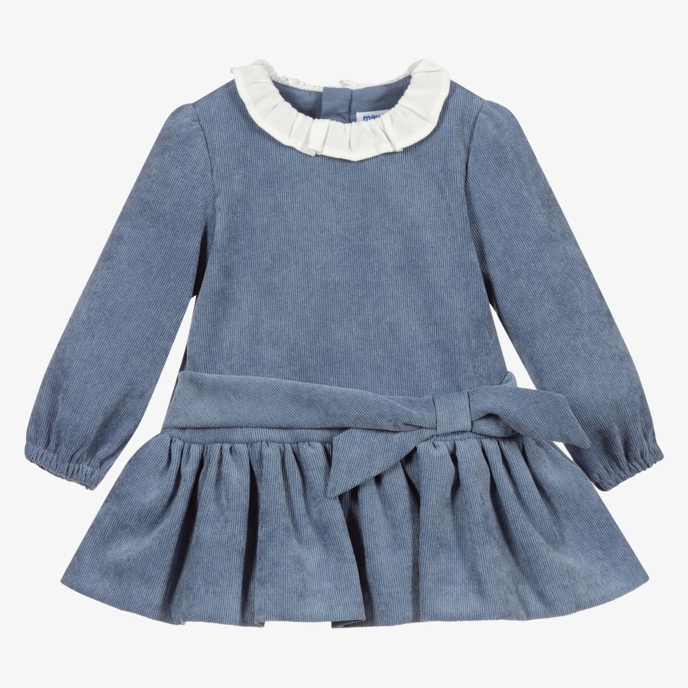 Mayoral - Синее вельветовое платье для девочек | Childrensalon