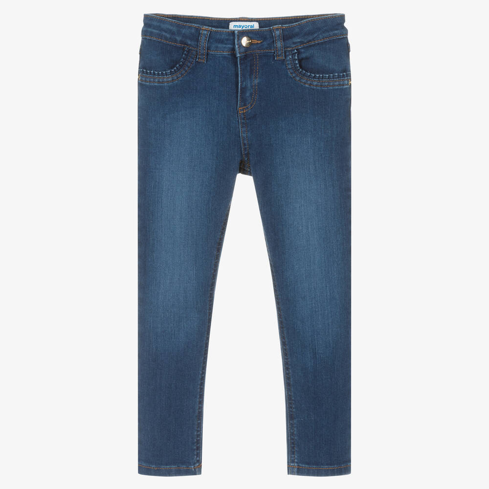 Mayoral - Girls Blue Cotton Denim Skinny Jeans | Childrensalon