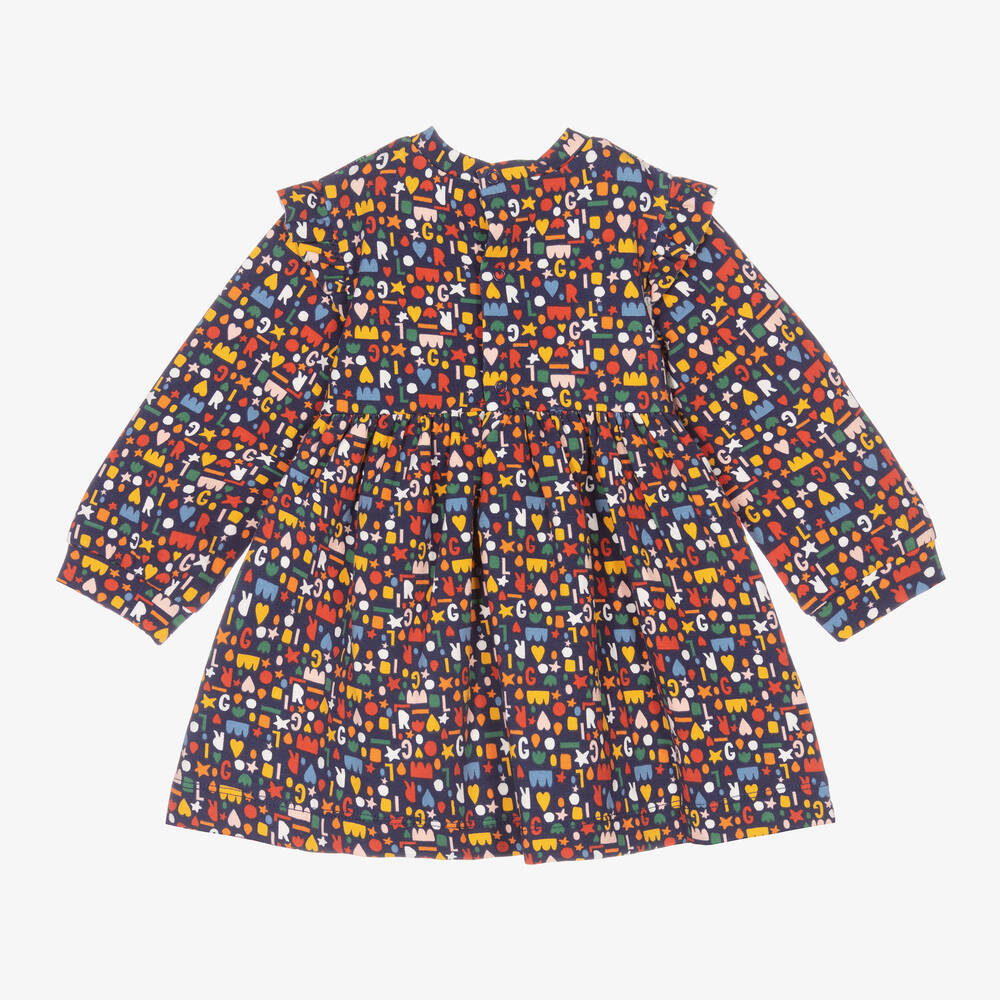 Mayoral-Girls Blue Cotton Jersey Dress | Childrensalon Outlet