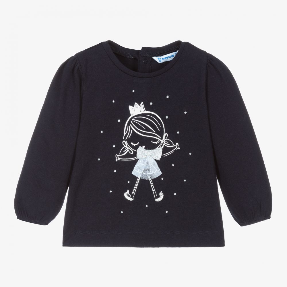 Mayoral-Синий топ из хлопкового джерси для девочек | Childrensalon Outlet