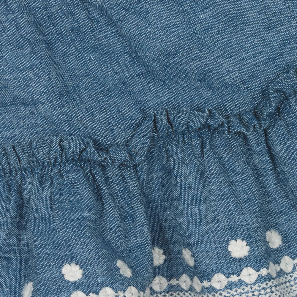 Mayoral-Girls Blue Cotton & Linen Skirt Set | Childrensalon Outlet