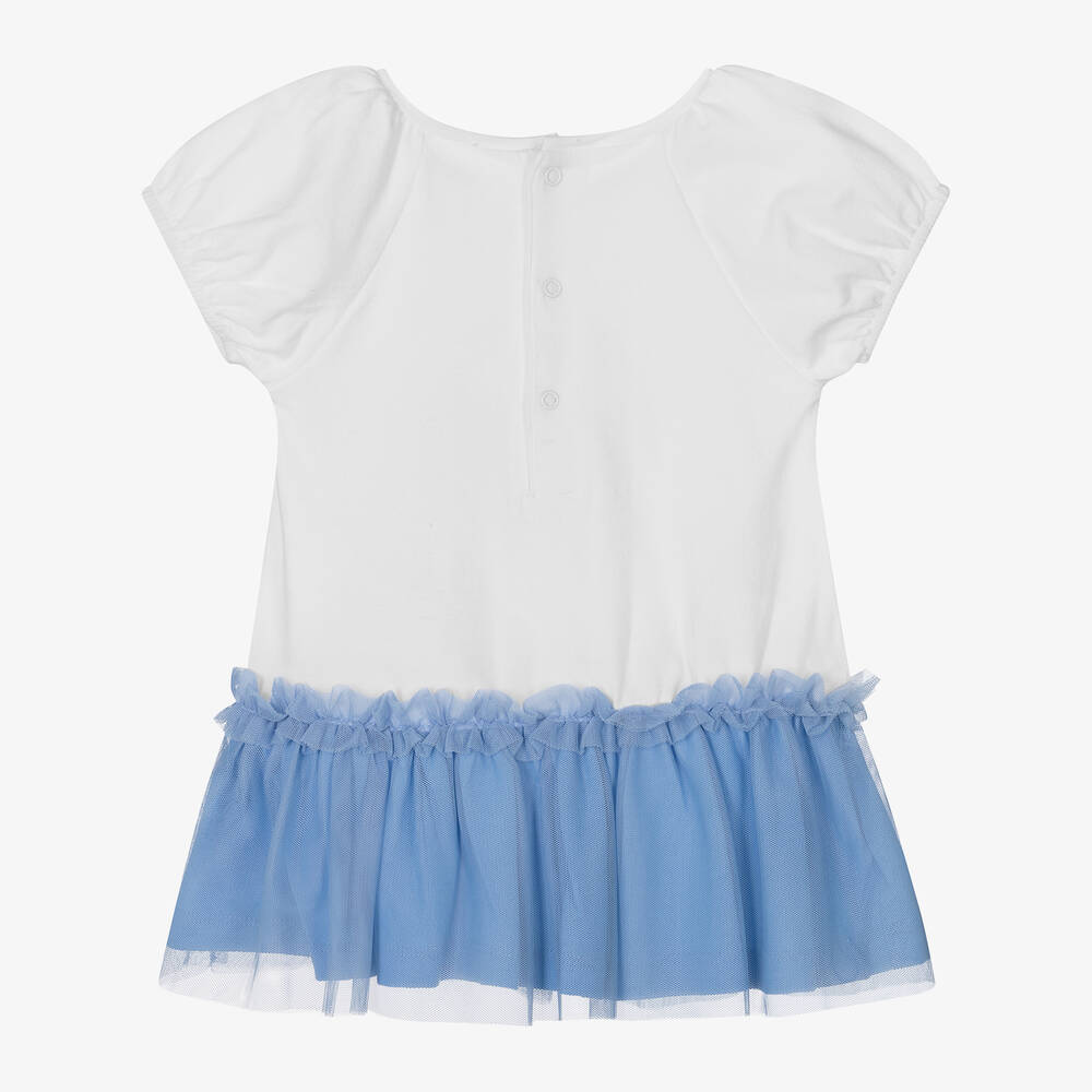 Mayoral-Girls Blue Cotton & Tulle Flower Dress | Childrensalon Outlet