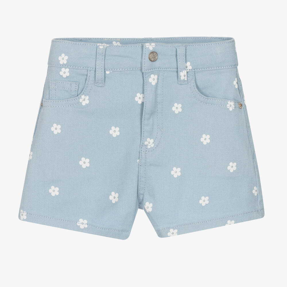 Mayoral - Girls Blue Cotton Twill Shorts | Childrensalon