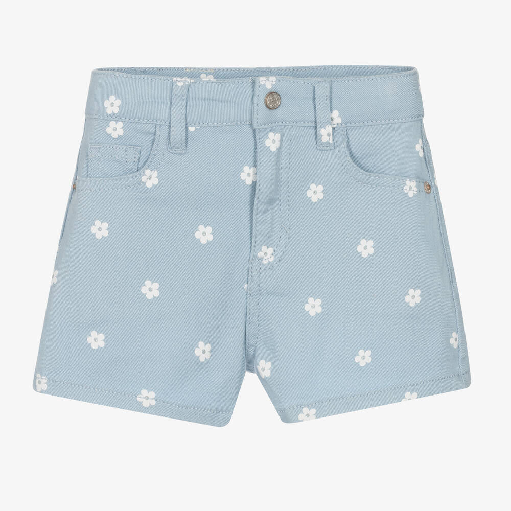 Mayoral-Girls Blue Cotton Twill Shorts | Childrensalon Outlet
