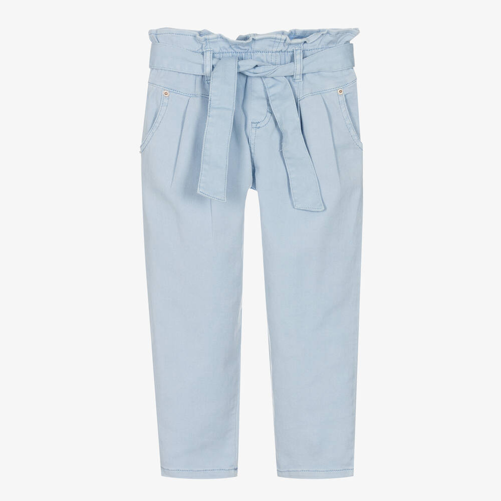 Mayoral - Girls Blue Cotton Twill Trousers | Childrensalon