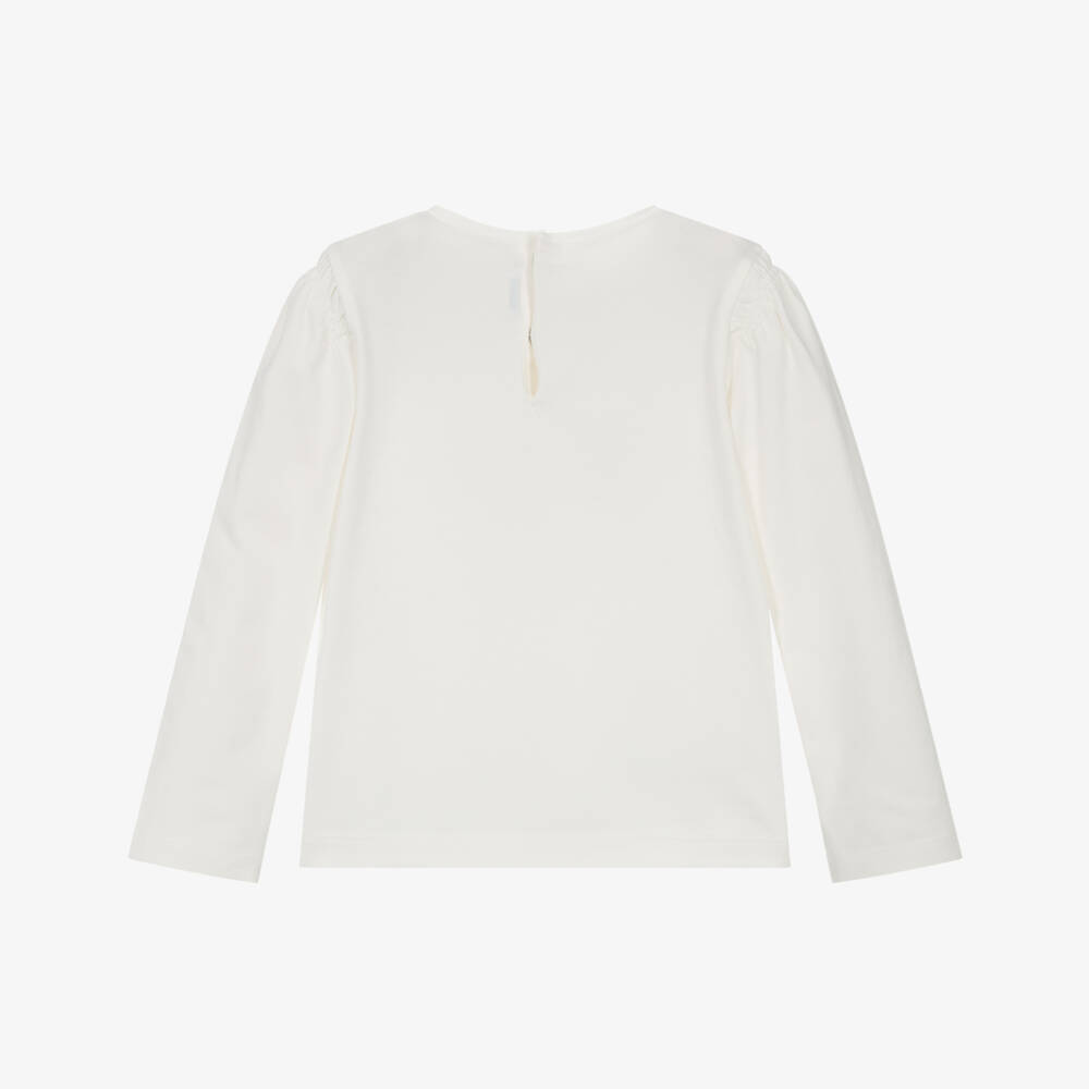 Mayoral-Girls Blue & Cream Long Sleeve Tee | Childrensalon Outlet