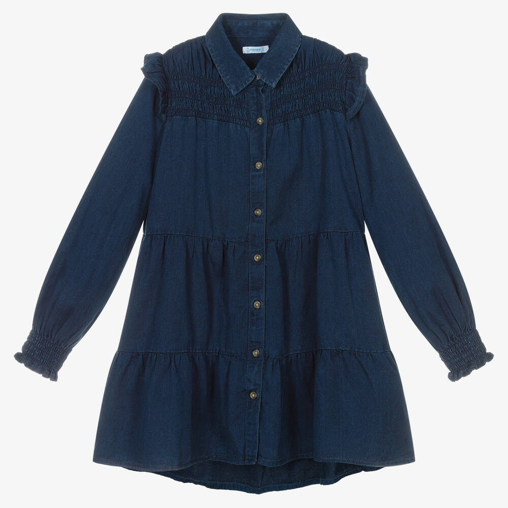 Mayoral - Girls Blue Denim Dress | Childrensalon