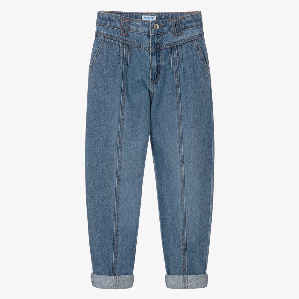 Jean taille haute en denim fille