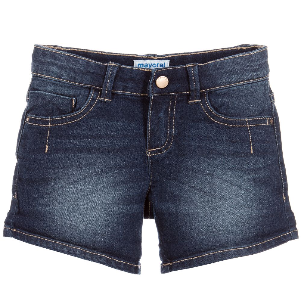 Mayoral-Girls Blue Denim Shorts | Childrensalon Outlet