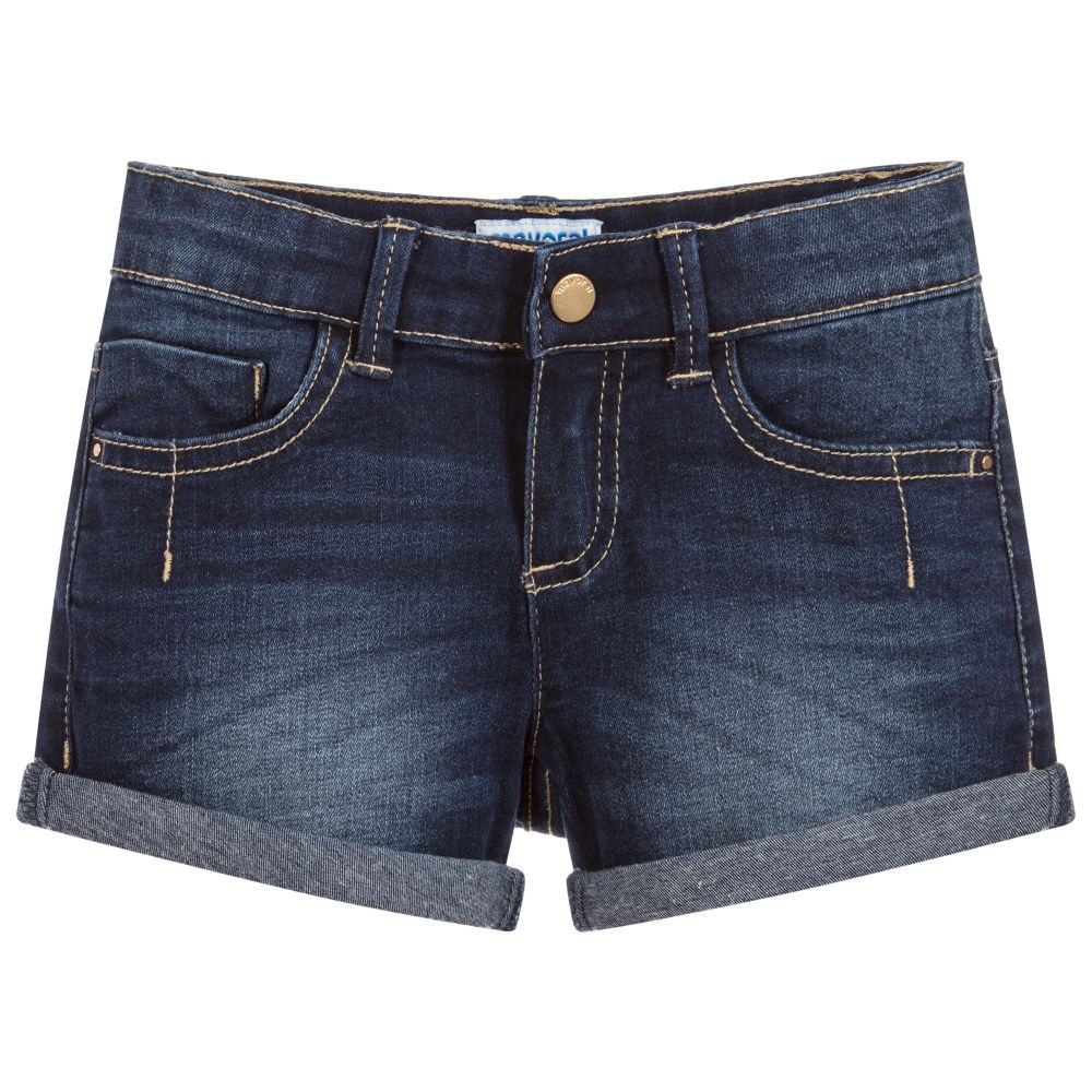 Mayoral - Girls Blue Denim Shorts | Childrensalon