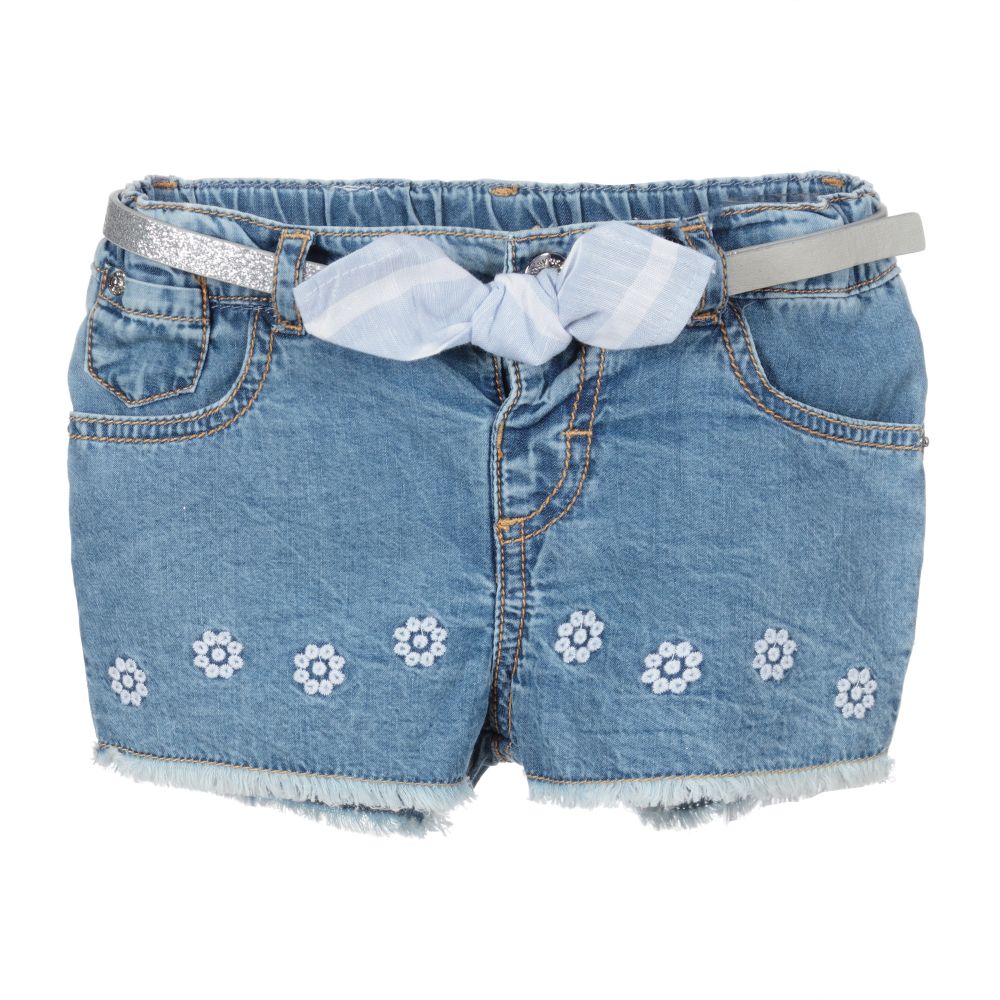 Mayoral - Girls Blue Denim Shorts | Childrensalon