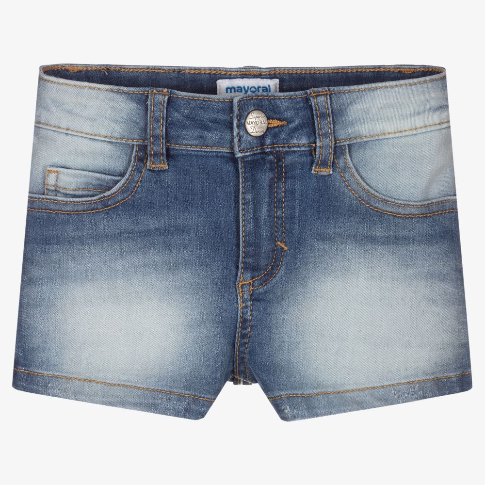 Mayoral-Girls Blue Denim Shorts | Childrensalon Outlet