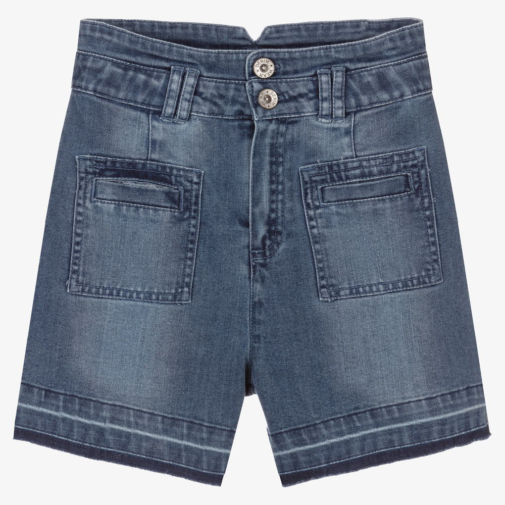 Mayoral - Girls Blue Denim Shorts | Childrensalon