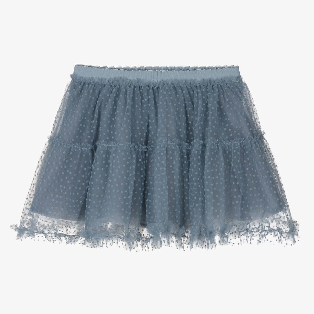 Mayoral-Girls Blue Dotted Tulle Skirt | Childrensalon Outlet