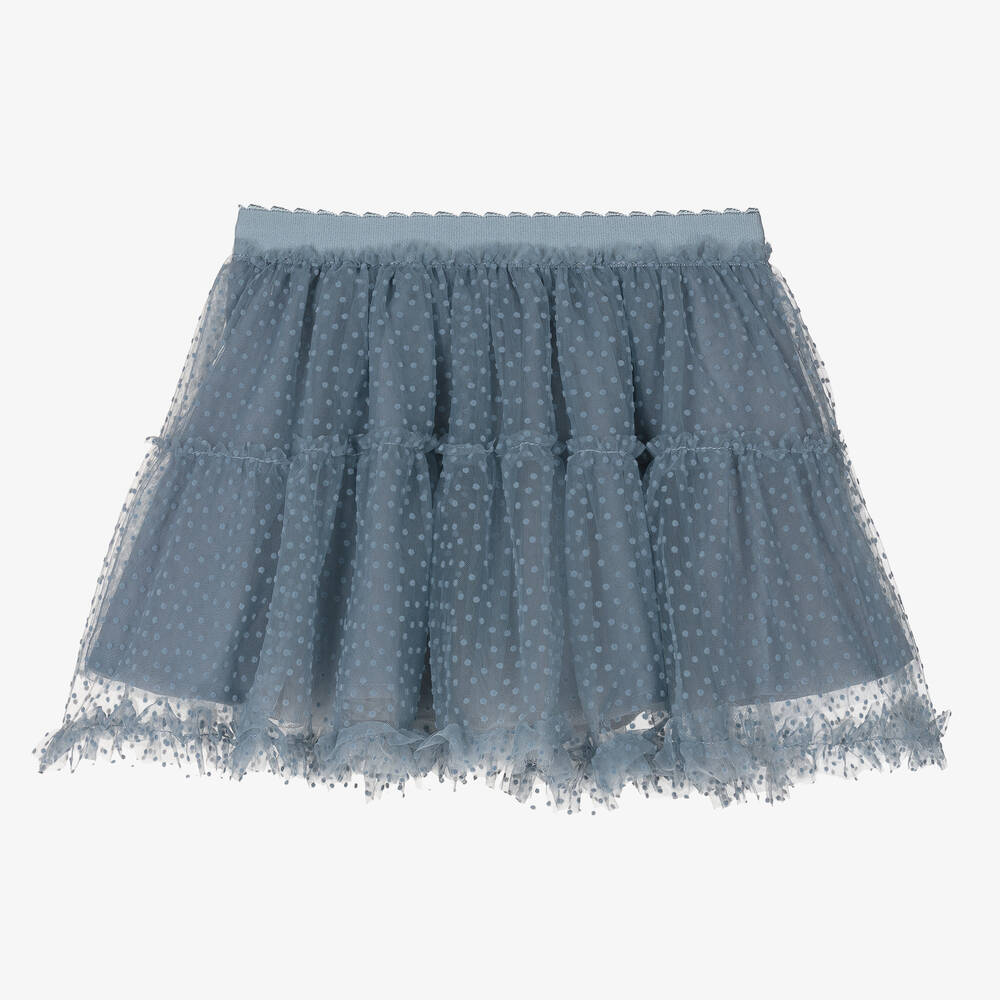 Mayoral - Jupe bleue en tulle à pois fille | Childrensalon