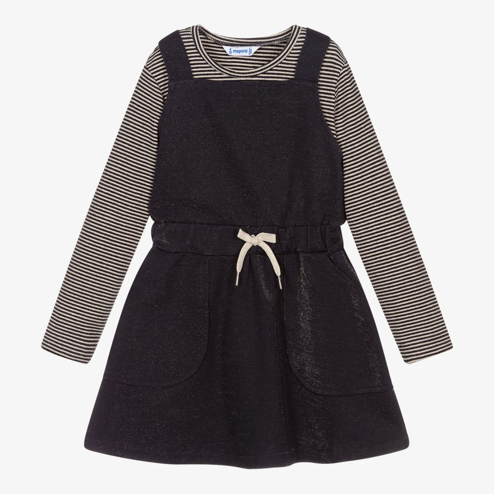 Mayoral-Girls Blue Dress Set | Childrensalon Outlet