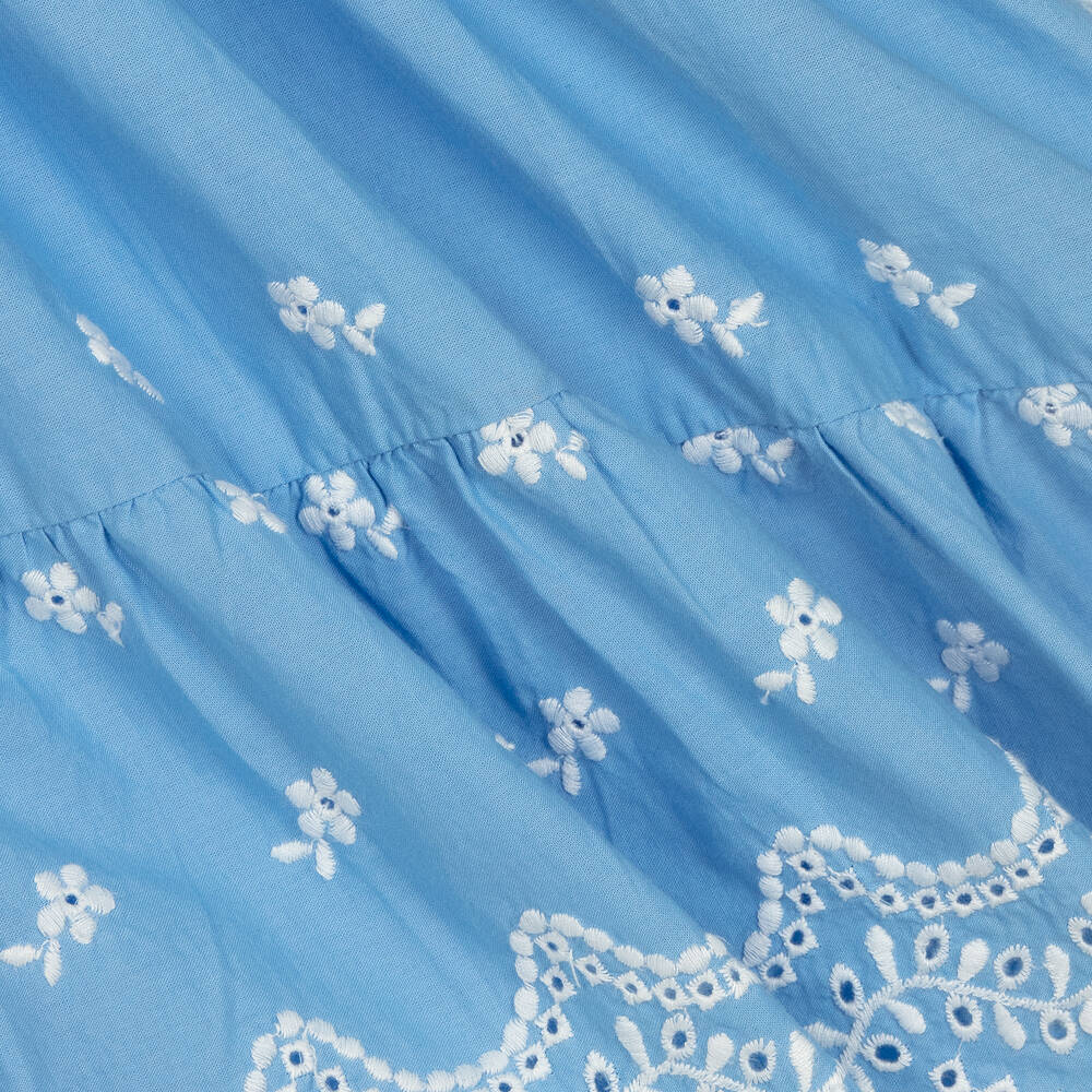 Mayoral-Girls Blue Embroidered Cotton Dress | Childrensalon Outlet