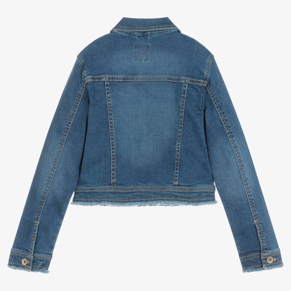 Mayoral-Girls Blue Embroidered Denim Jacket | Childrensalon Outlet