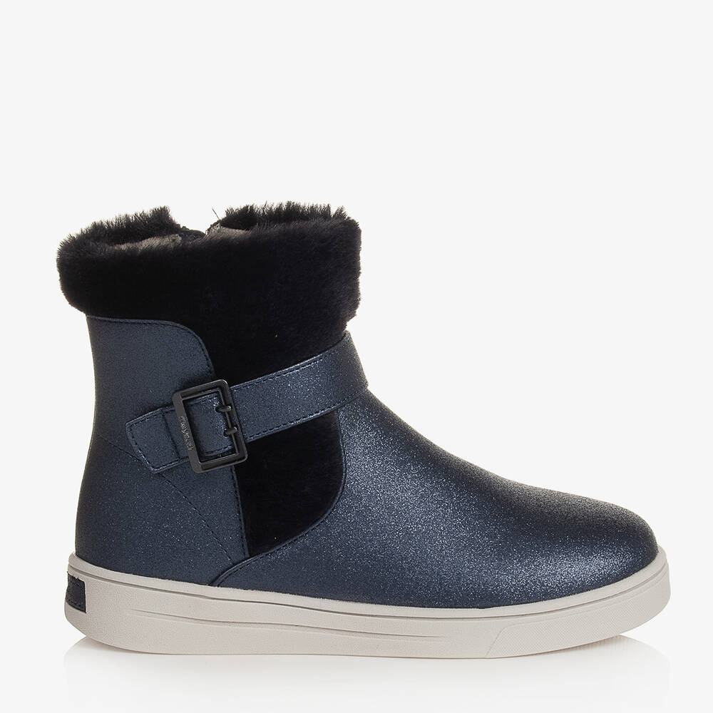 Mayoral-Girls Blue Faux Fur Boots | Childrensalon Outlet