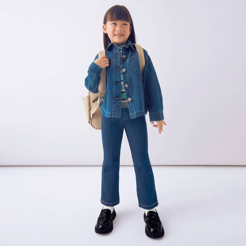 Mayoral-Girls Blue Flared Cotton Jeggings | Childrensalon Outlet