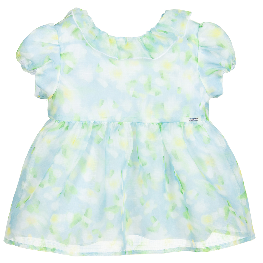 Mayoral - Girls Blue Floral Blouse | Childrensalon