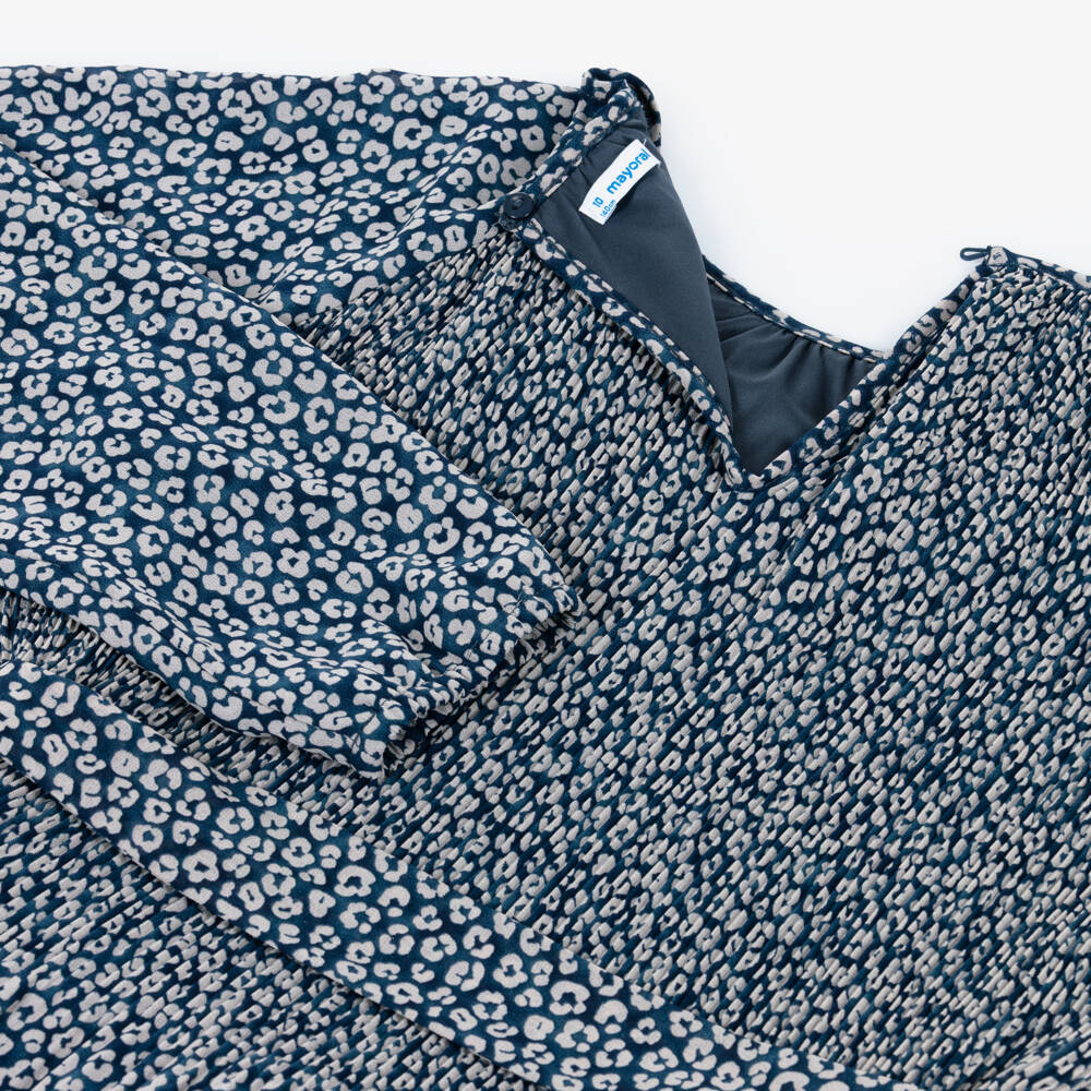 Mayoral-فستان شيفون أزرق مزهر للبنات | Childrensalon Outlet