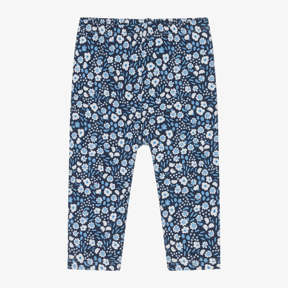Mayoral-Girls Blue Floral Cotton Leggings | Childrensalon Outlet