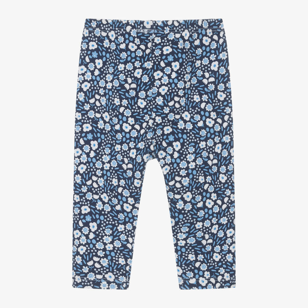Mayoral-Girls Blue Floral Cotton Leggings | Childrensalon Outlet