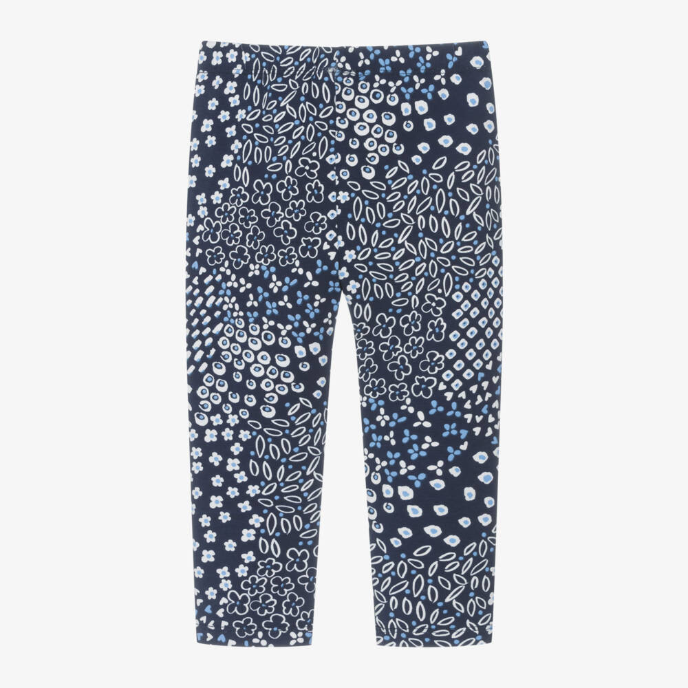 Mayoral-Girls Blue Floral Cotton Leggings | Childrensalon Outlet