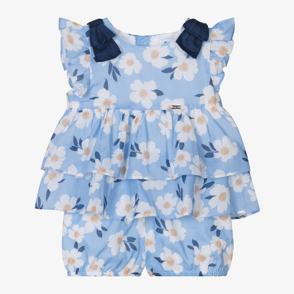 Mayoral Girls Pleated Blossom Print Shorts
