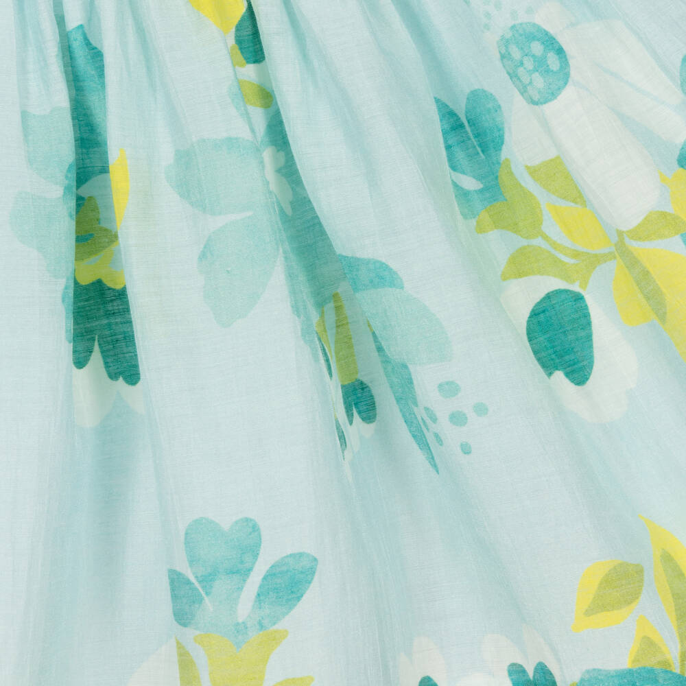 Mayoral-Girls Blue Floral Linen Dress | Childrensalon Outlet