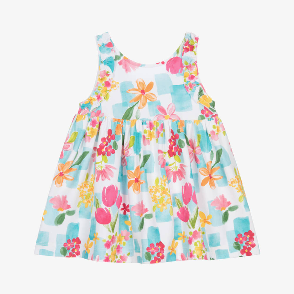 Mayoral-Платье без рукавов с цветочным узором синее для девочек | Childrensalon Outlet