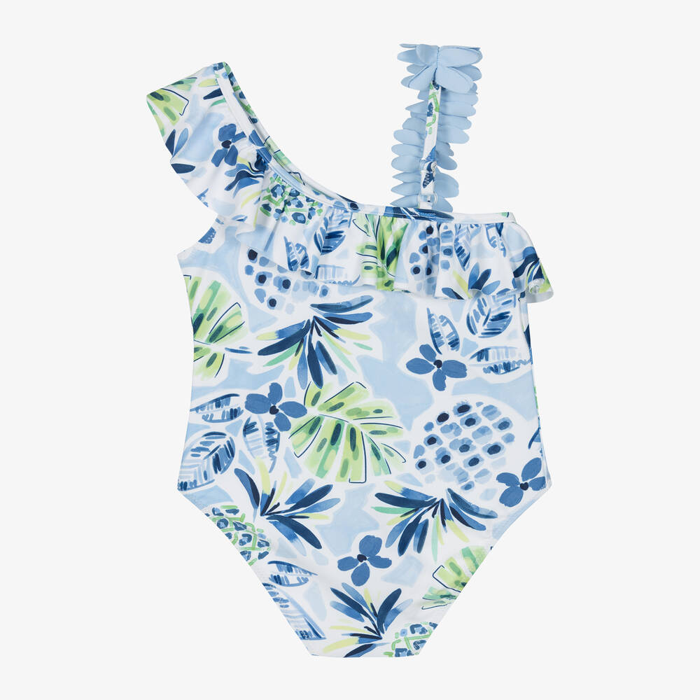 Mayoral-Girls Blue Floral Swimsuit | Childrensalon Outlet