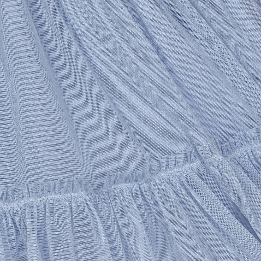 Mayoral-Girls Blue Floral Tulle Dress | Childrensalon Outlet