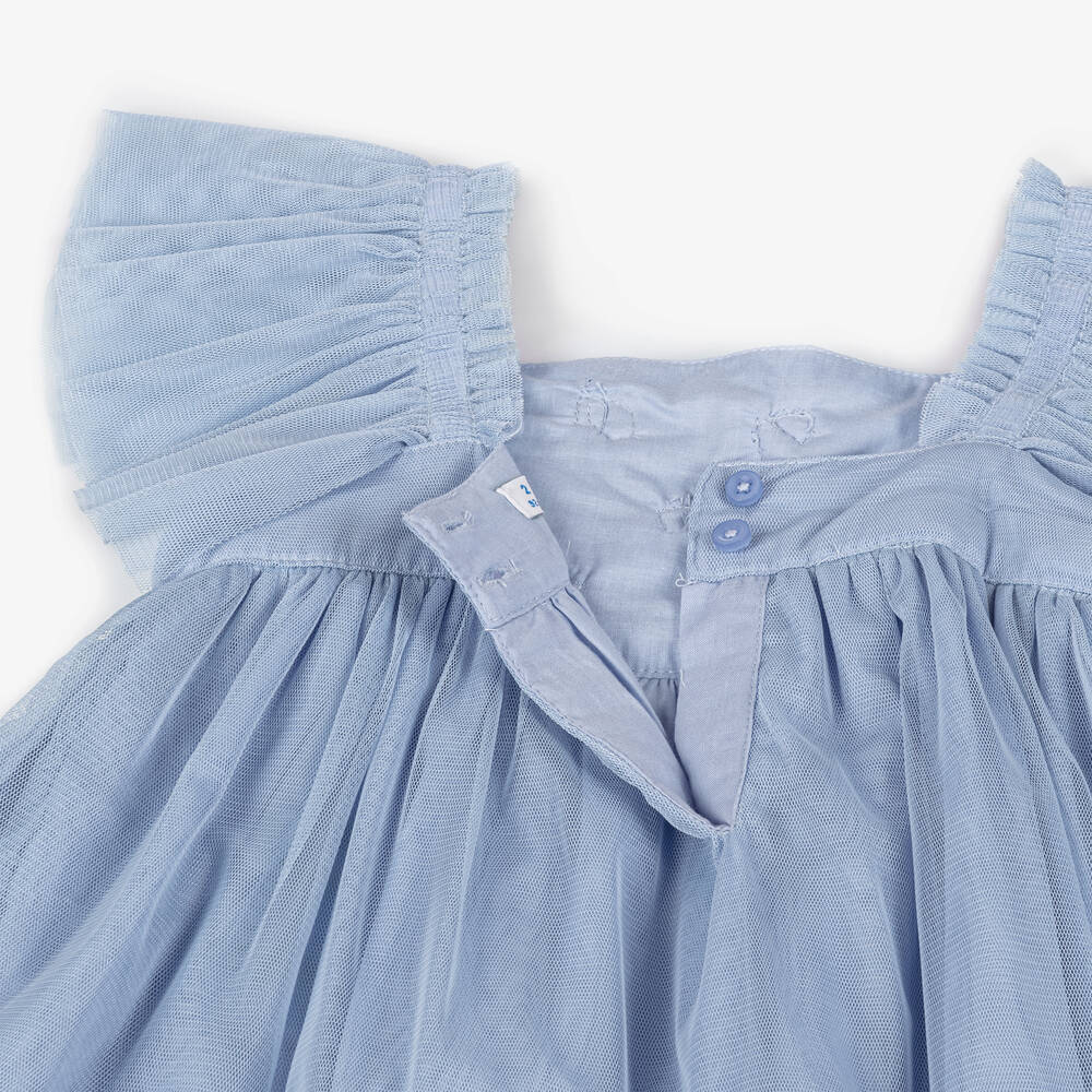 Mayoral-Girls Blue Floral Tulle Dress | Childrensalon Outlet