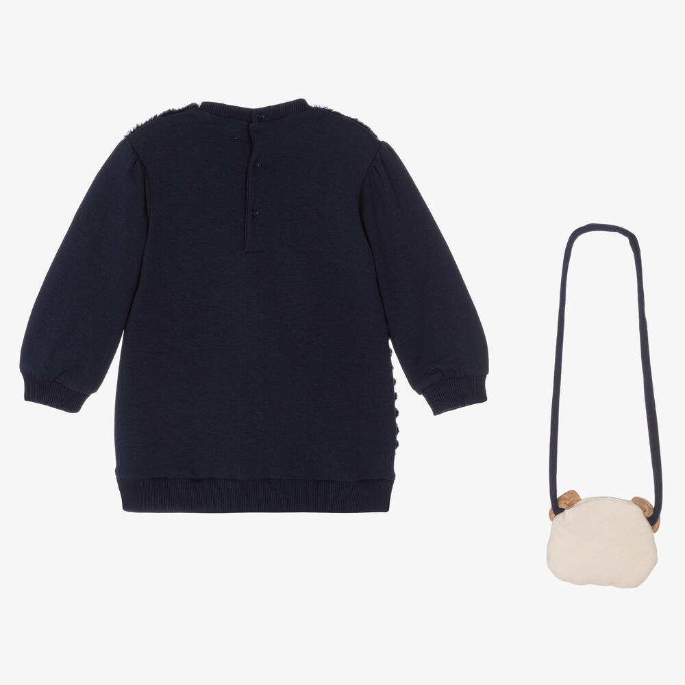 Mayoral-Синее пушистое платье и сумочка | Childrensalon Outlet