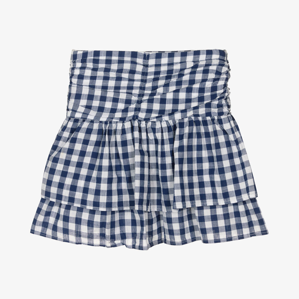 Mayoral-Girls Blue Gingham Cotton Ruffle Skirt | Childrensalon Outlet