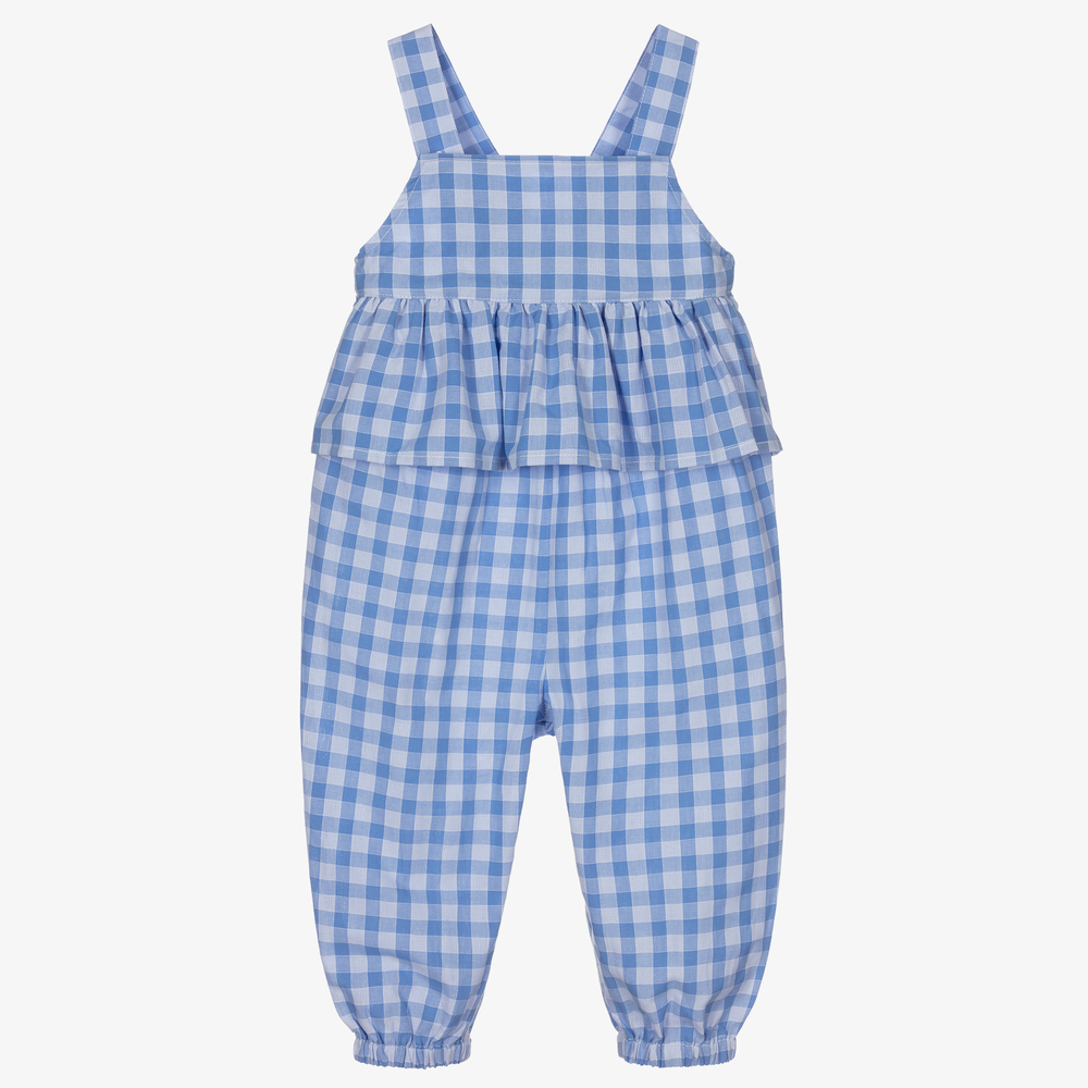 Mayoral - Girls Blue Gingham Jumpsuit | Childrensalon