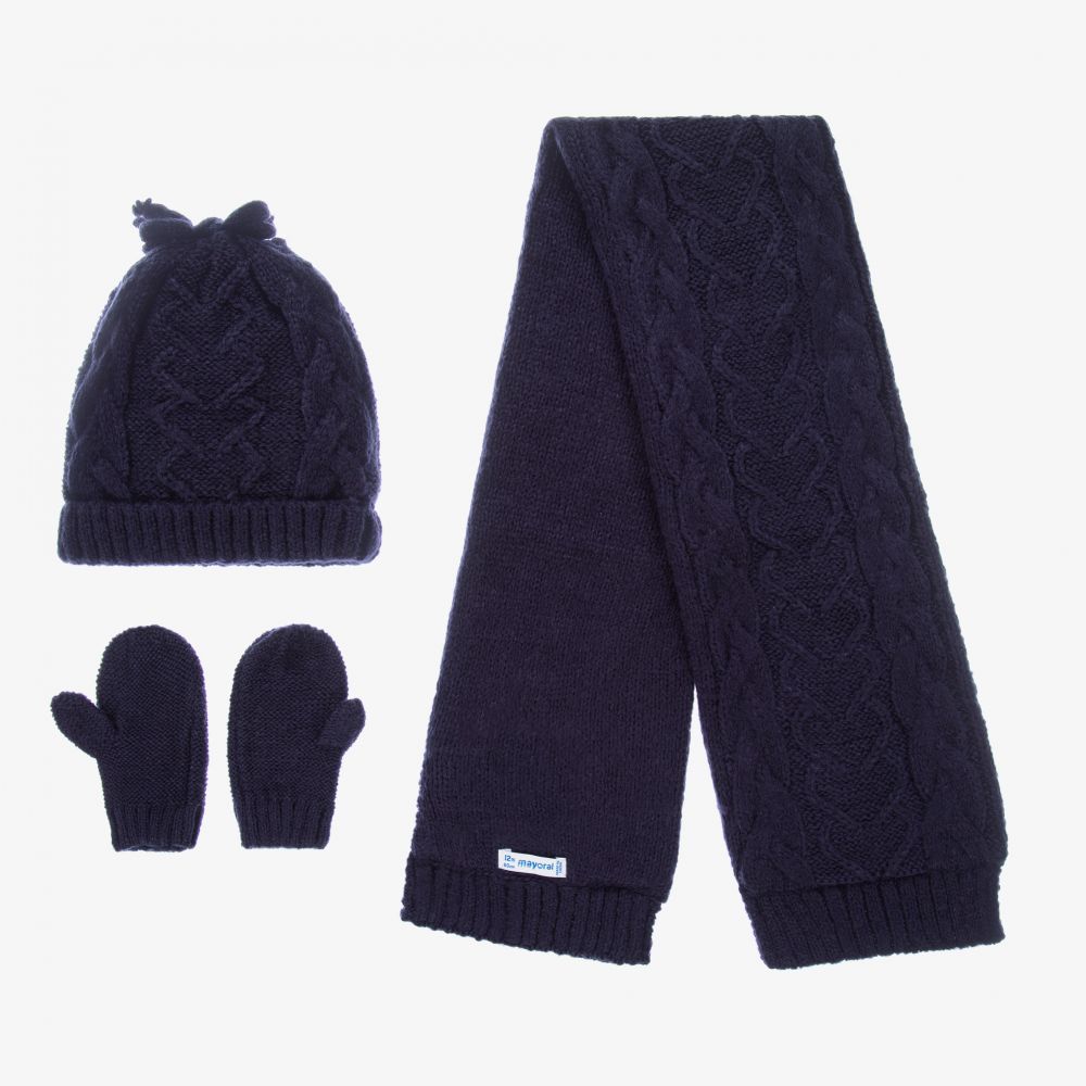 Mayoral-Girls Blue Hat Set | Childrensalon Outlet