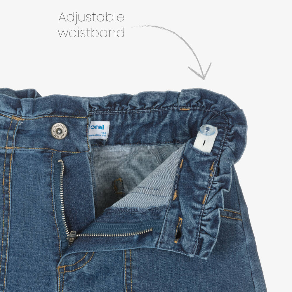 مايورال-شورت قطن دنيم لون أزرق للبنات | Childrensalon Outlet