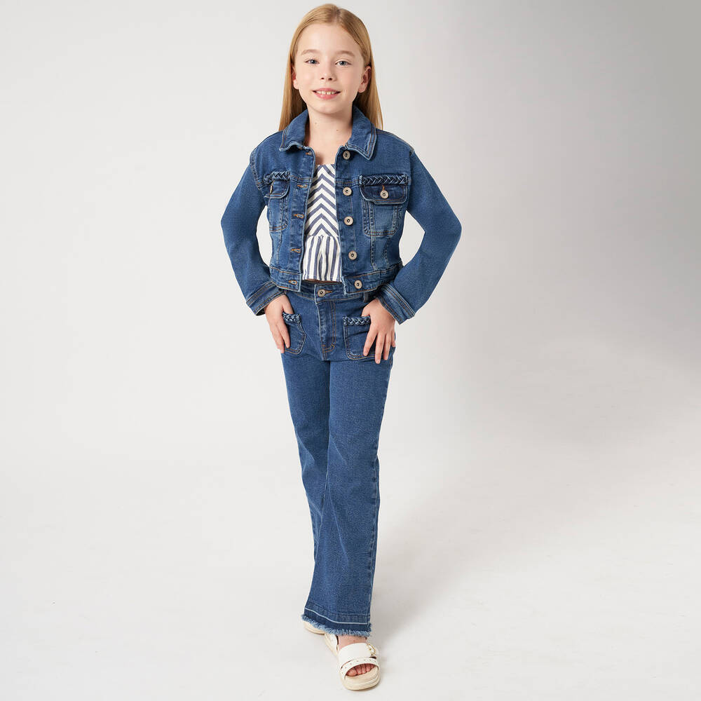 Mayoral-جينز قطن دنيم لون أزرق للبنات | Childrensalon Outlet