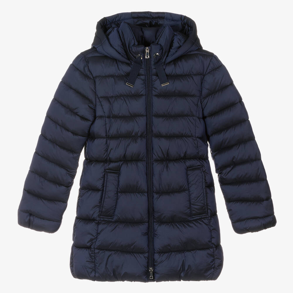 Mayoral - Girls Blue Hooded Puffer Coat | Childrensalon