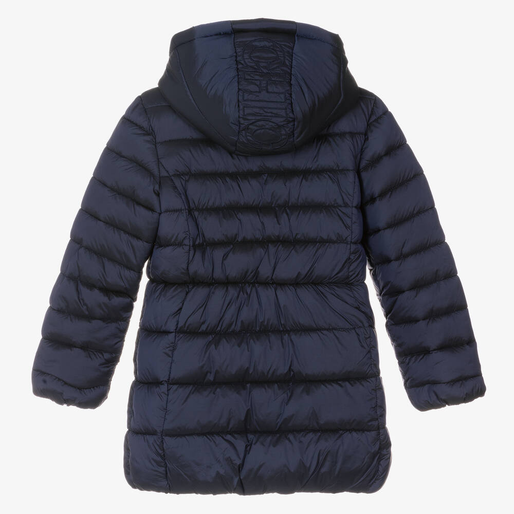 Mayoral-Girls Blue Hooded Puffer Coat | Childrensalon Outlet