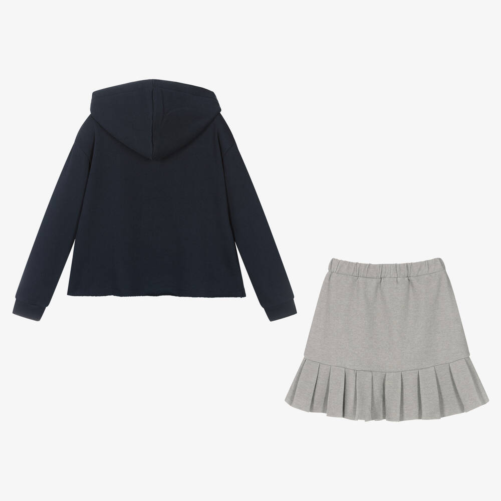 Mayoral-Girls Blue Hoodie & Skirt Set | Childrensalon Outlet