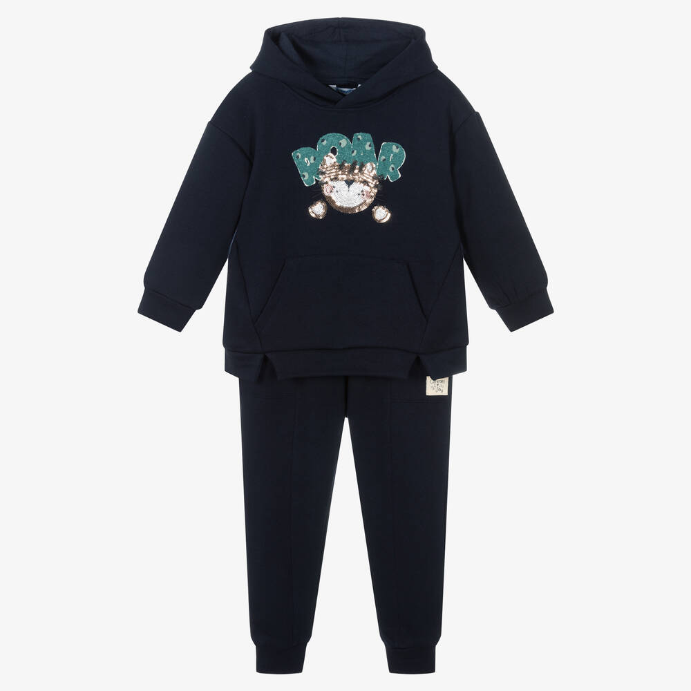 Mayoral-Girls Blue Hoodie Tracksuit | Childrensalon Outlet