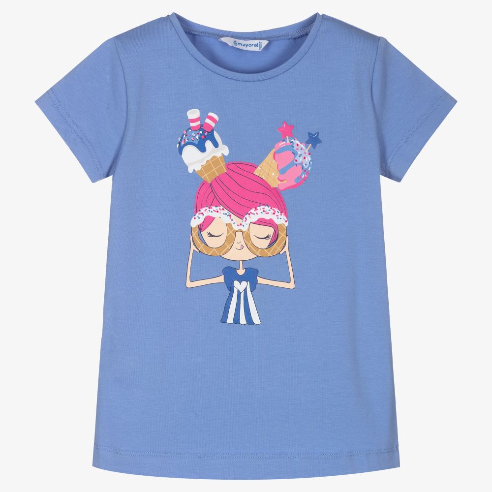 Mayoral-Girls Blue Ice Cream T-Shirt | Childrensalon Outlet