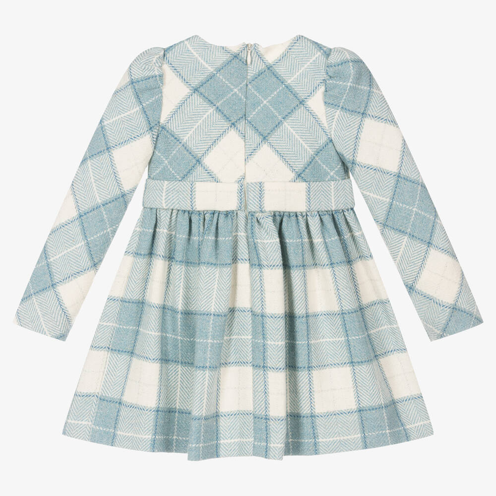 Mayoral-Girls Blue & Ivory Check Dress | Childrensalon Outlet