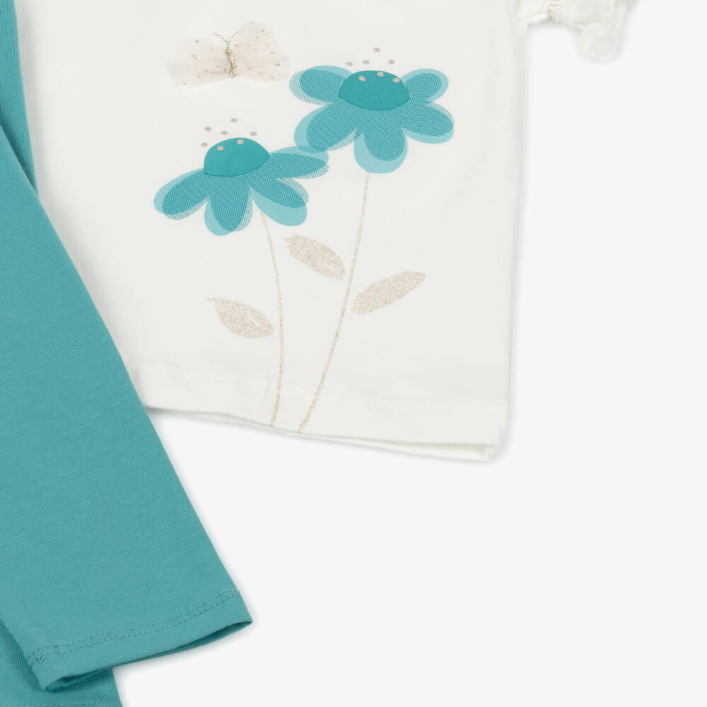 Mayoral-Комплект леггинсов синий и кремовый для девочек | Childrensalon Outlet