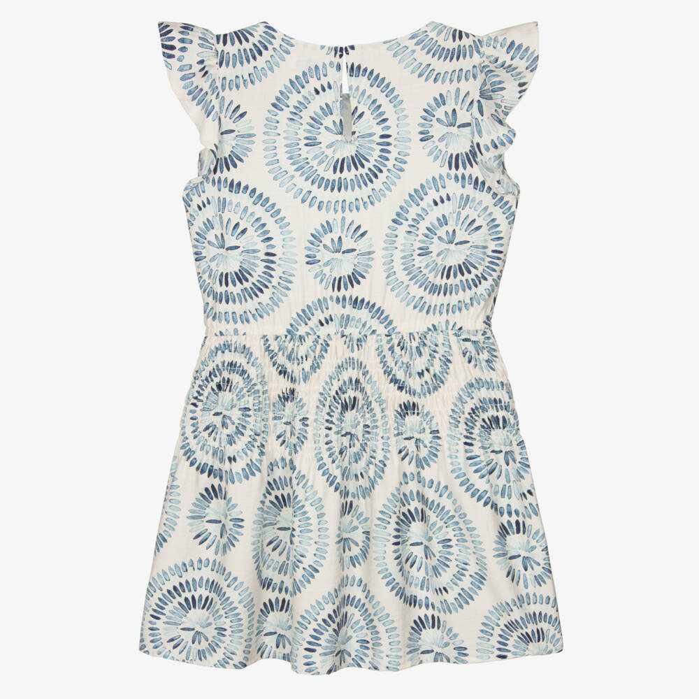 Mayoral-Girls Blue & Ivory Petal Dress | Childrensalon Outlet